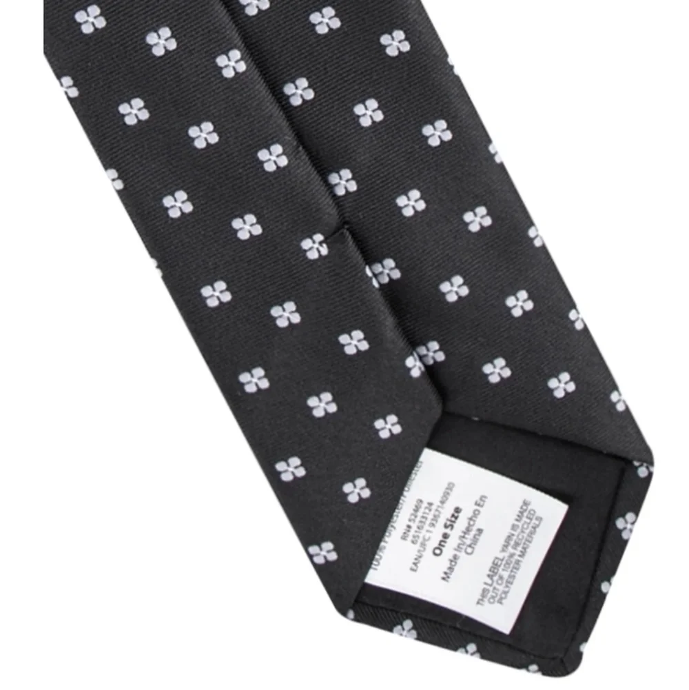 Elegant Black and White Patterned Tie New